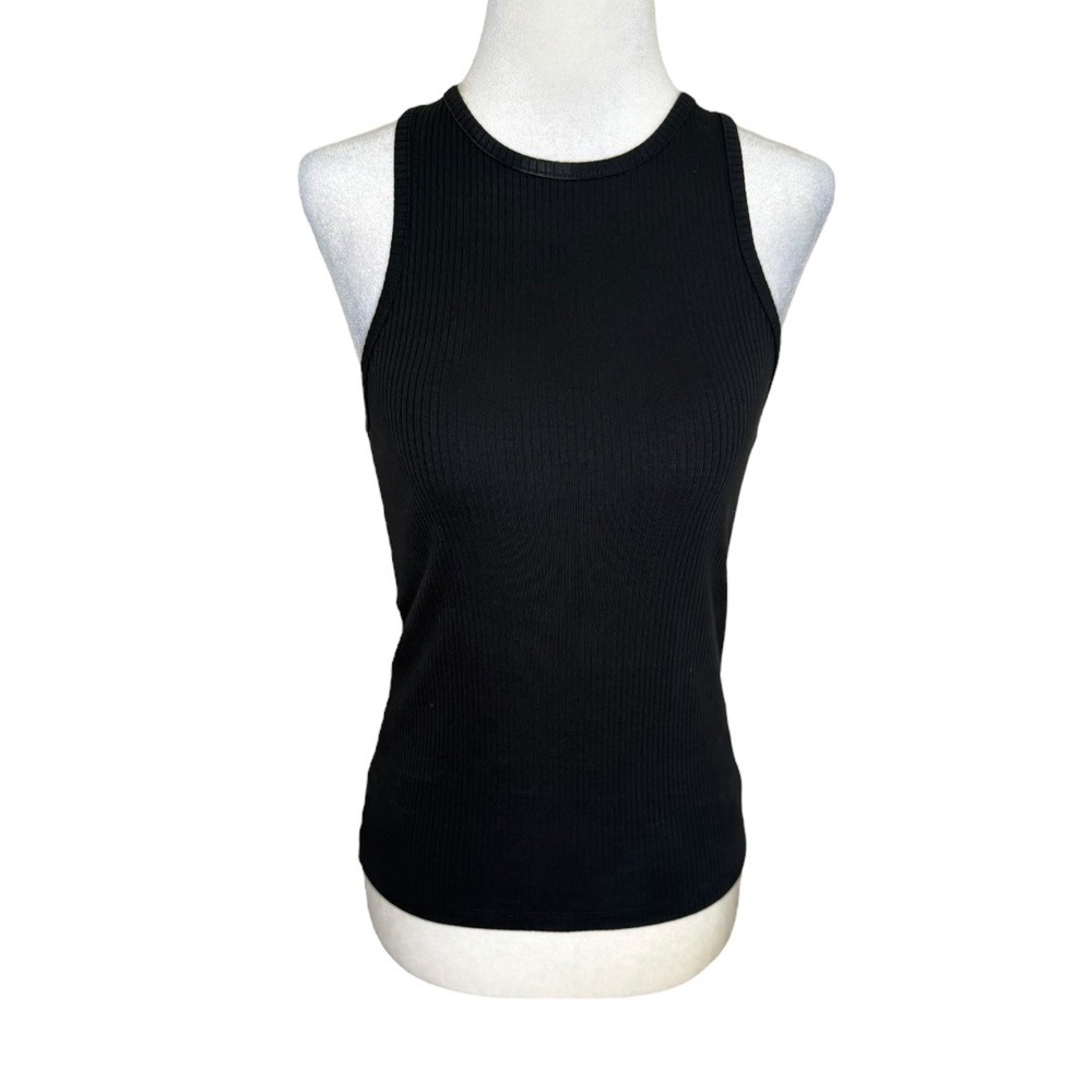 NEW Madewell Highneck Tank Top Racerback‎ Sleeveless Casual Basic True Black XXS